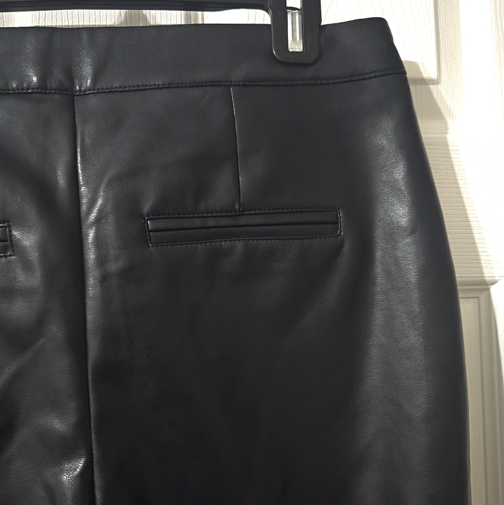 Bagatelle Faux Leather Cropped Wide Leg Trousers in Black, High Waist, EUC! - Picture 9 of 11